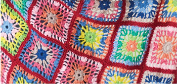 Image of Crochet Motif Throw Pattern Leaflet 001 from Heirloom Yarns, worked in Heirloom 8ply Cotton crochet yarn