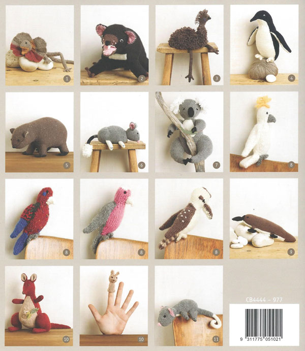 Some of the knitting patterns inside Aussie Animals